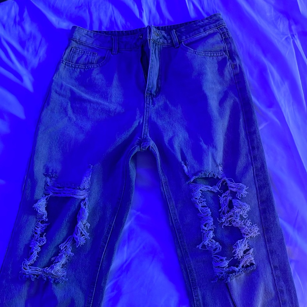 light wash ripped straight leg jeans